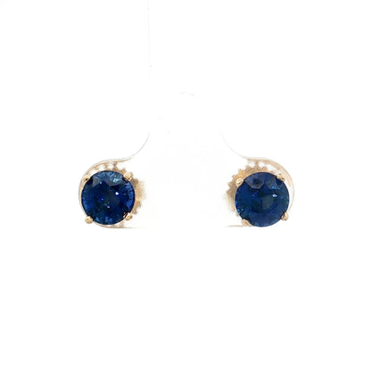 2.34 Round Sapphire Stud Earrings 14k Yellow Gold