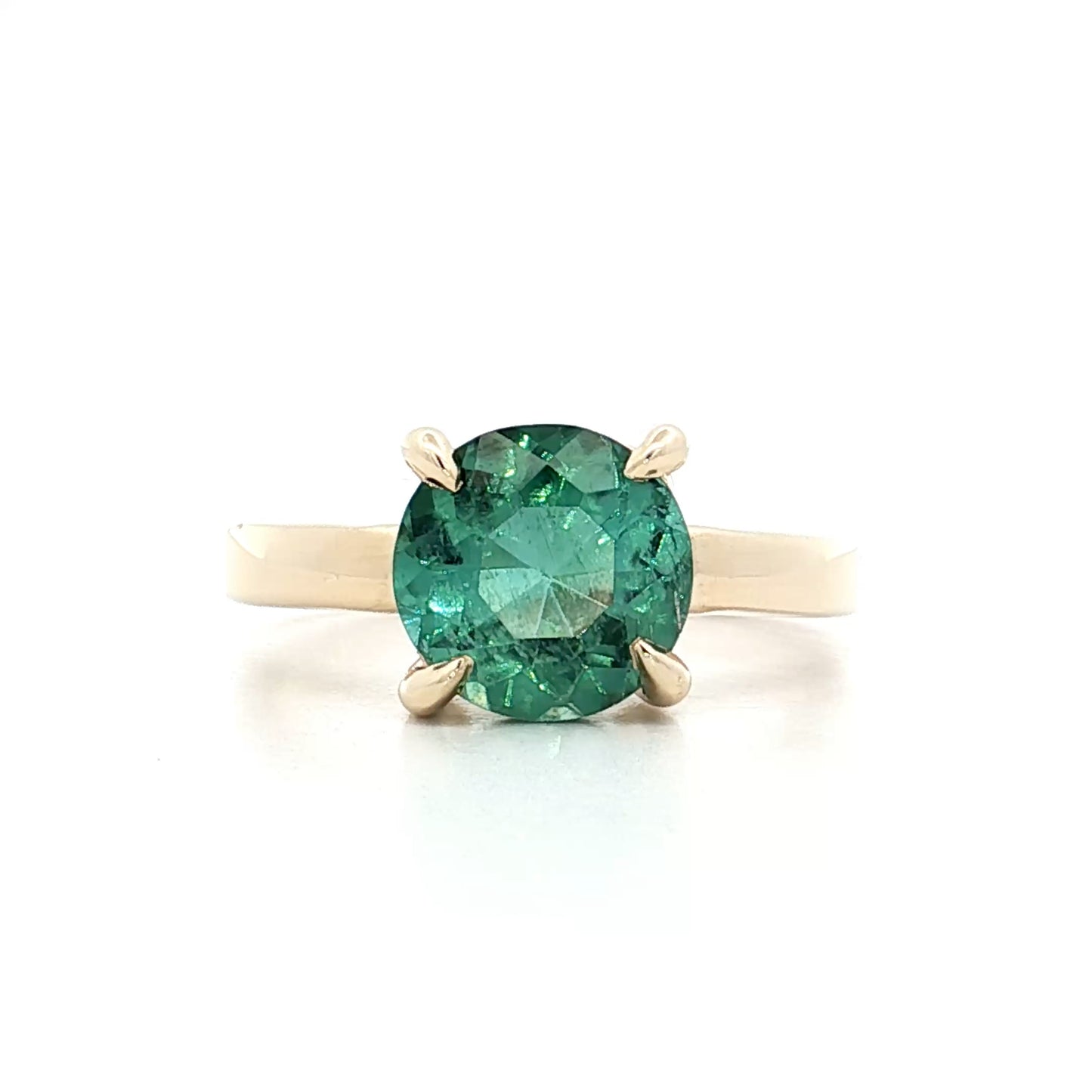 2.35 Green Tourmaline Engagement Ring in 14k Yellow Gold