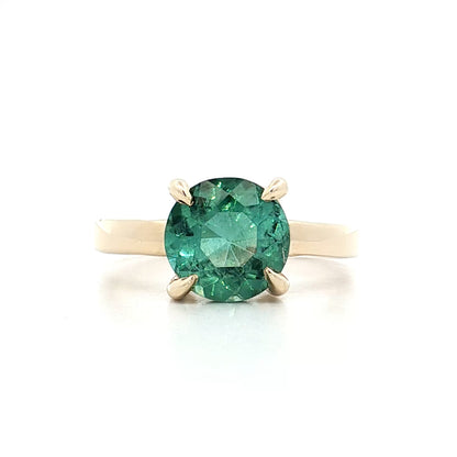 2.35 Green Tourmaline Engagement Ring in 14k Yellow Gold