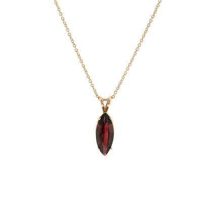 2.35 Marquise Garnet Pendant Necklace 14k Yellow Gold