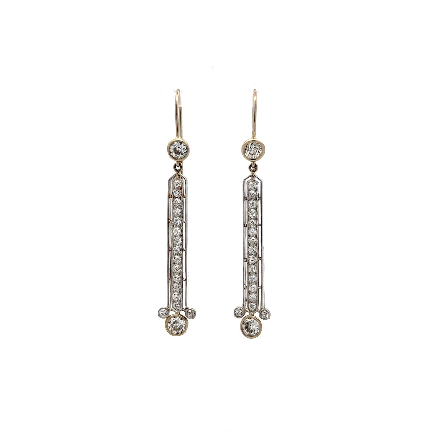 2.15 Antique Art Deco Earrings in 14k White Gold