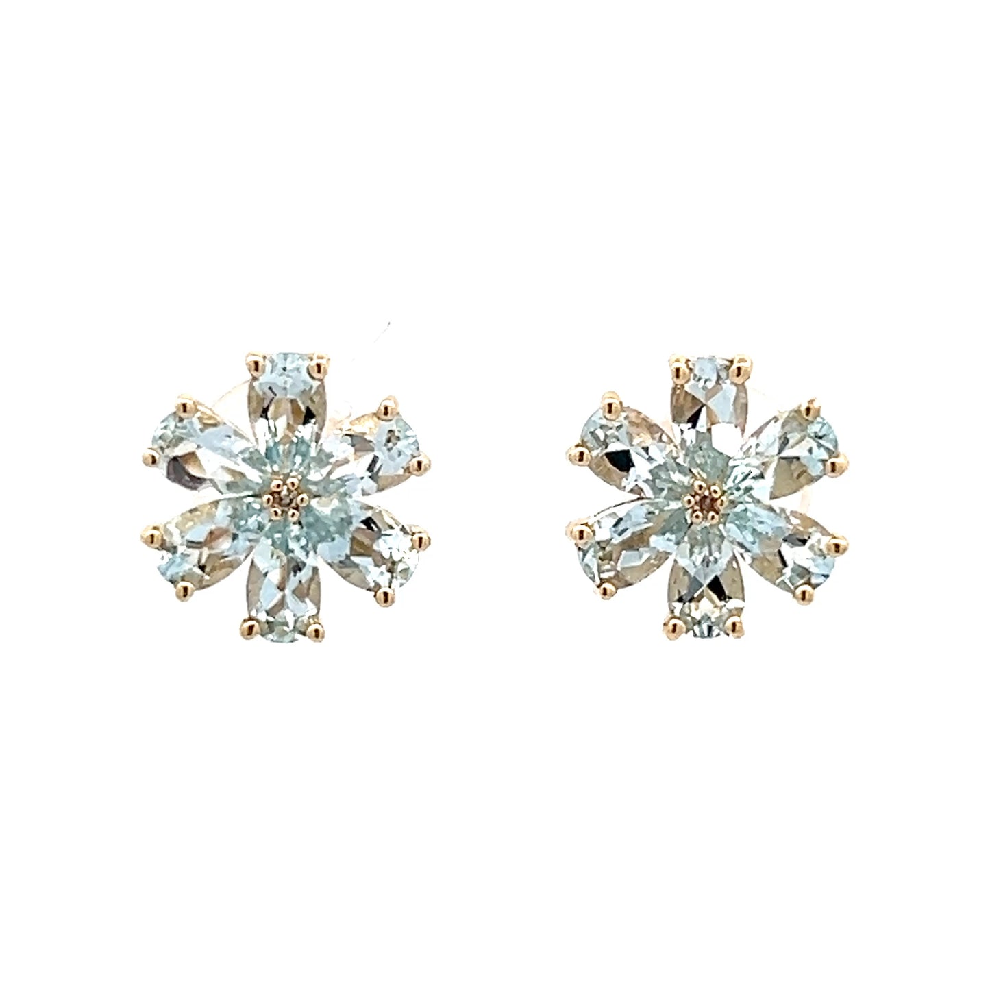 2.40 Floral Aquamarine Stud Earrings in 14k