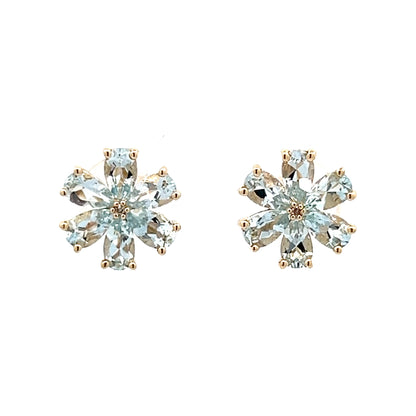 2.40 Floral Aquamarine Stud Earrings in 14k