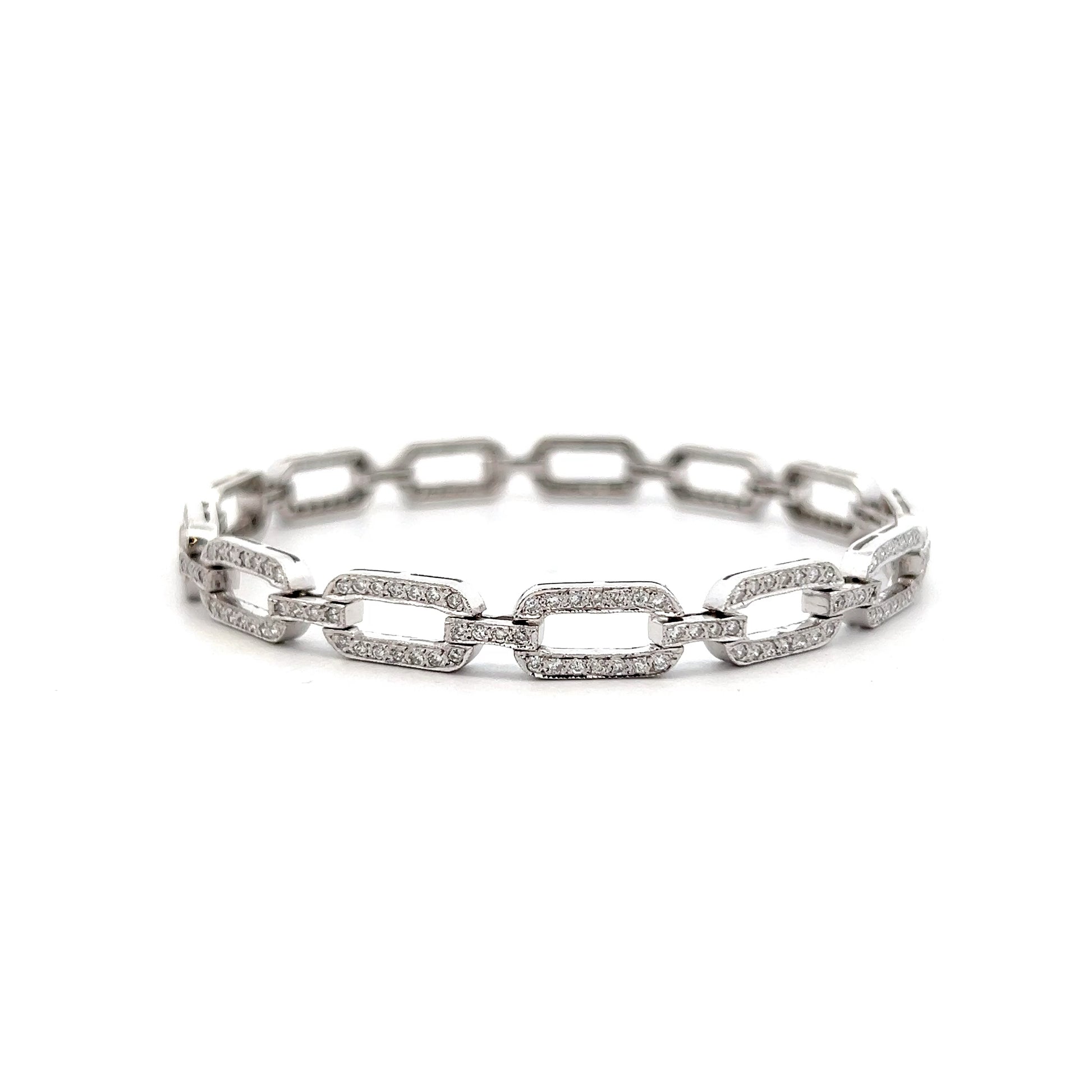 2.40 Geometric Pave Diamond Link Bracelet 18k