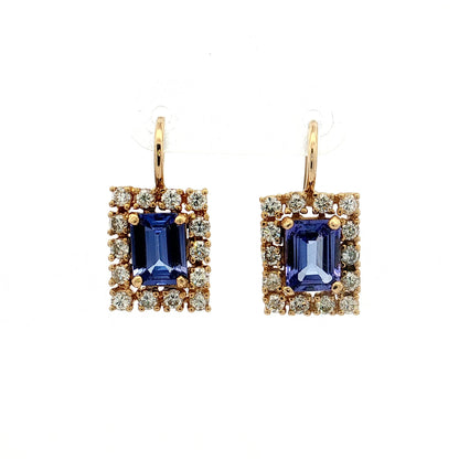 2.40 Tanzanite & Diamond Drop Earrings 18k