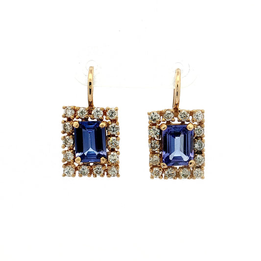 2.40 Tanzanite & Diamond Drop Earrings 18k