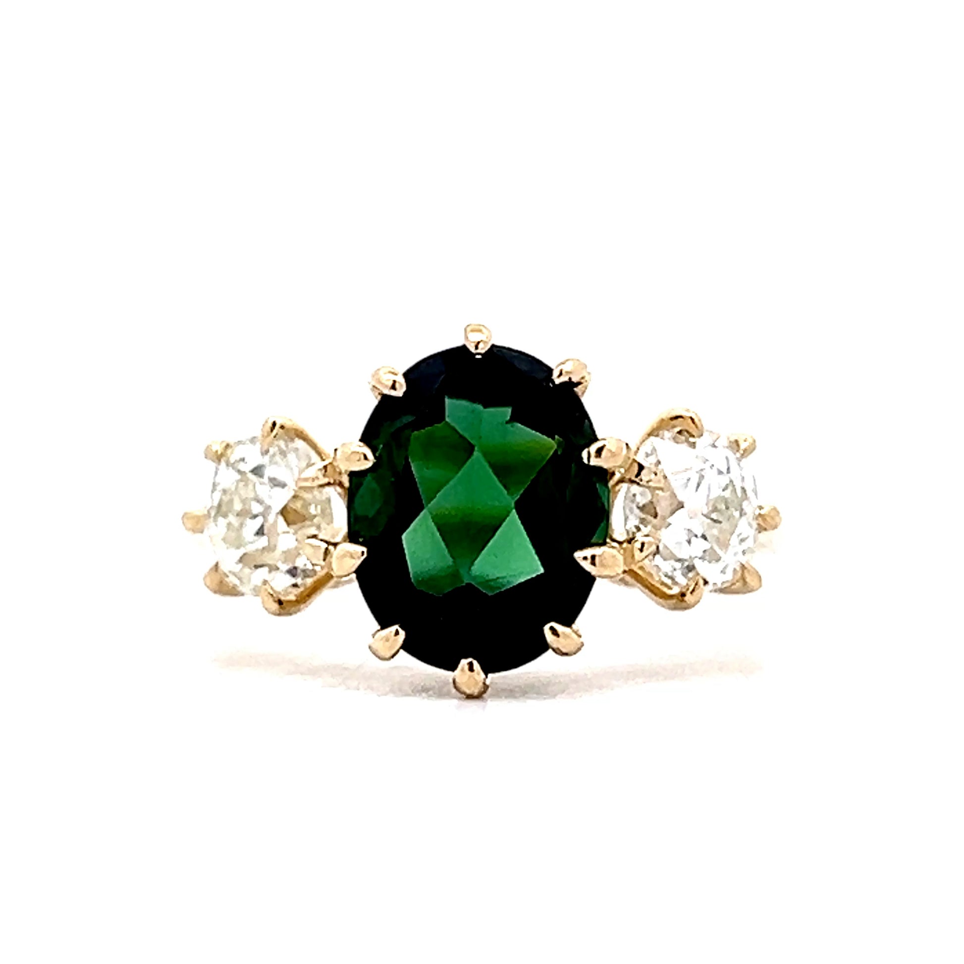 2.40 Tourmaline Three Stone Engagement Ring 14k