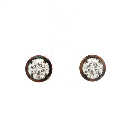 2.42 GIA Round Brilliant Diamond Stud Earrings 18k