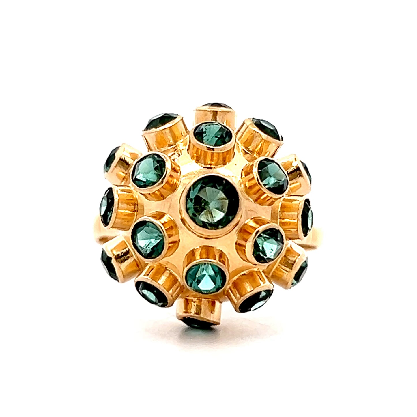 2.42 Vintage Tourmaline Sputnik Cocktail Ring in 14k
