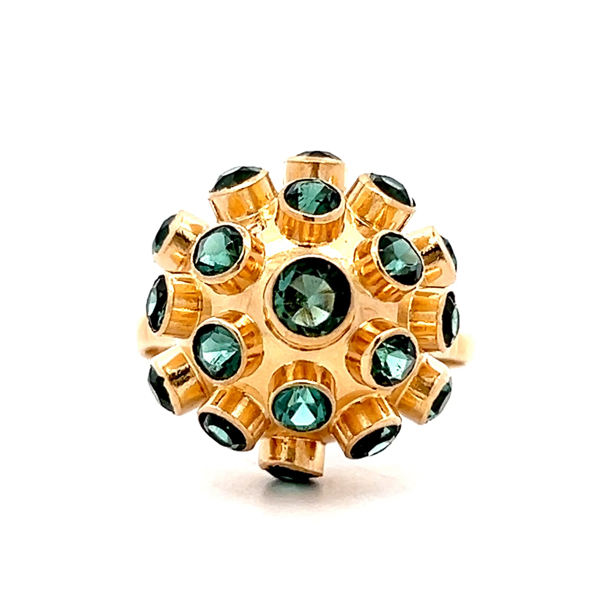 2.42 Vintage Tourmaline Sputnik Cocktail Ring in 14k