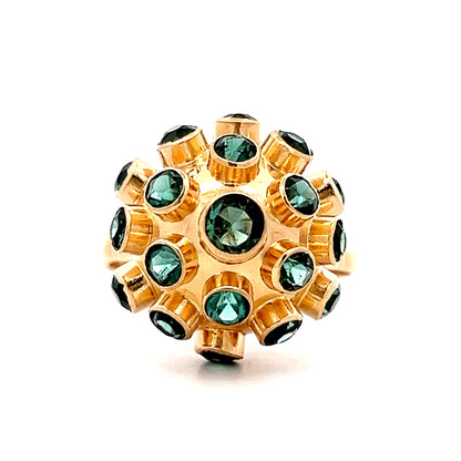 2.42 Vintage Tourmaline Sputnik Cocktail Ring in 14k