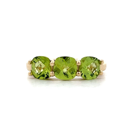 2.43 Peridot Three Stone Stacking Ring in 14k