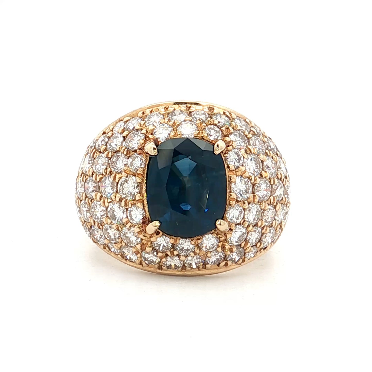 2.45 Blue Sapphire & Diamond Cocktail Ring 18k