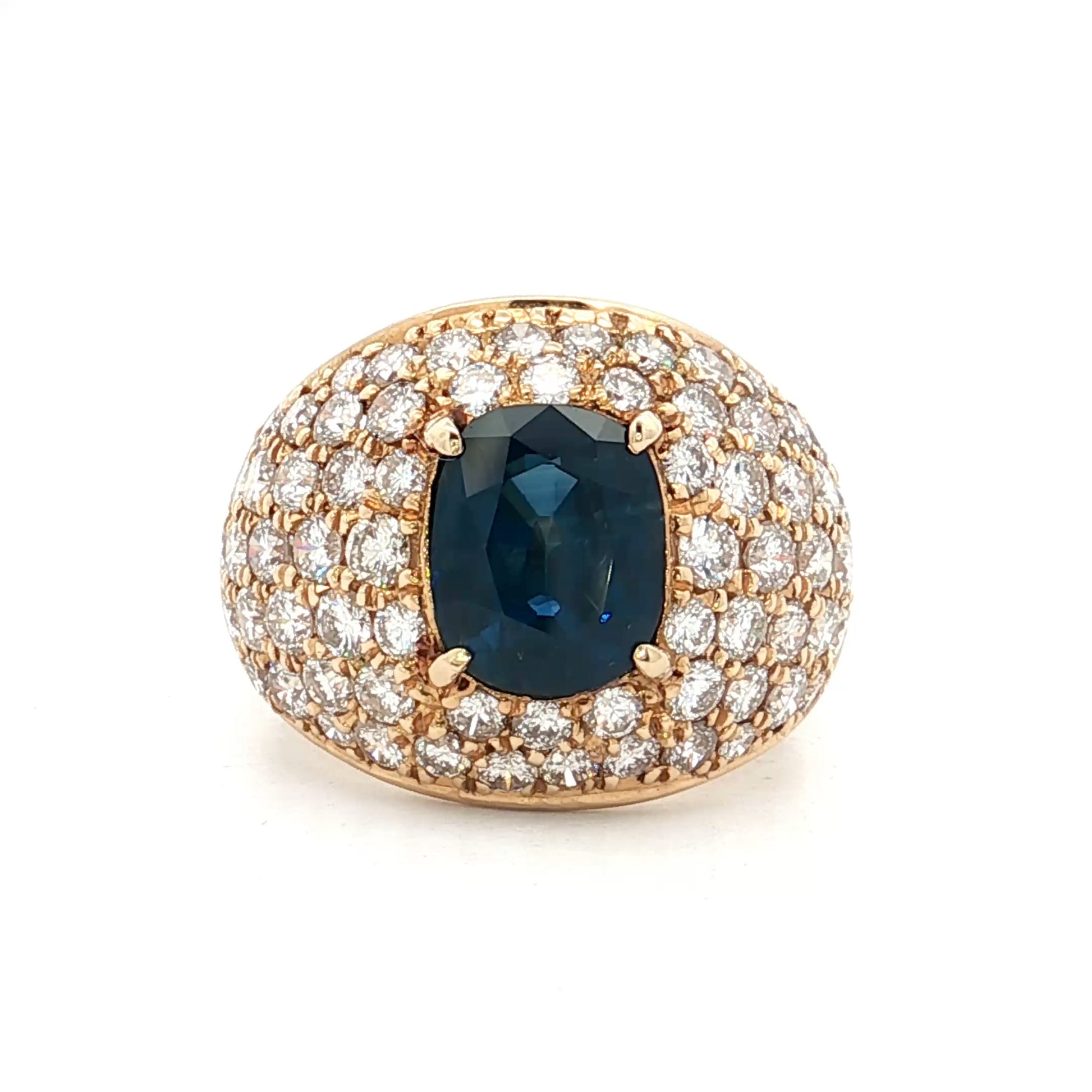 2.45 Blue Sapphire & Diamond Cocktail Ring 18k