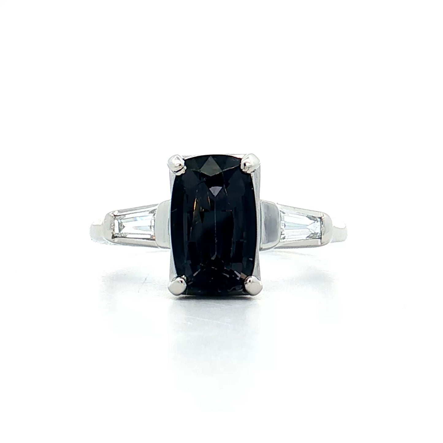 2.45 Vintage Cushion Cut Spinel Engagement Ring Platinum