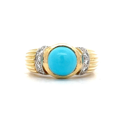 2.47 Cabochon Turquoise Cocktail Ring in 18k