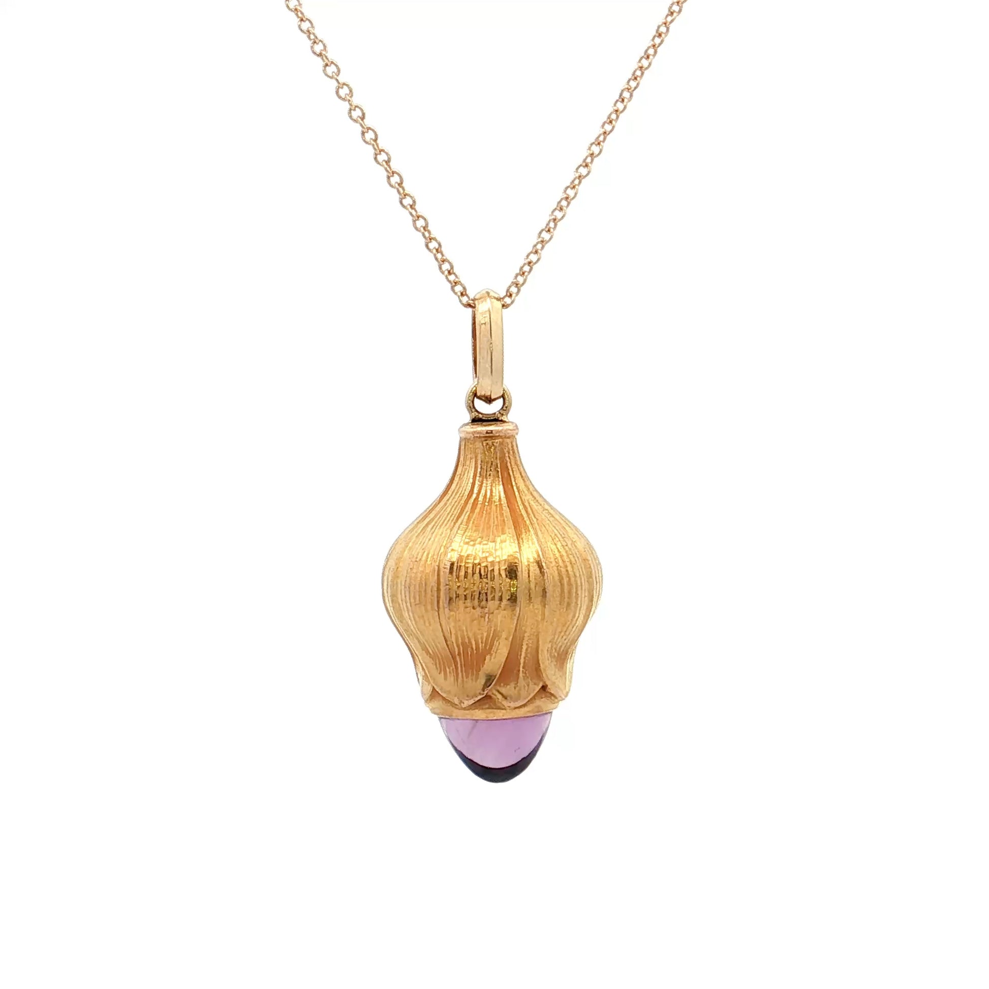 2.48 Art Nouveau Amethyst Pendant Necklace 14k
