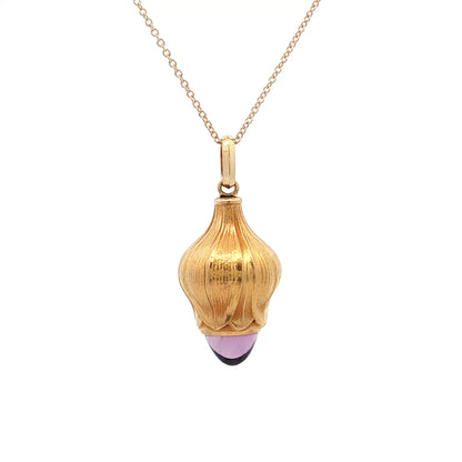 2.48 Art Nouveau Amethyst Pendant Necklace 14k