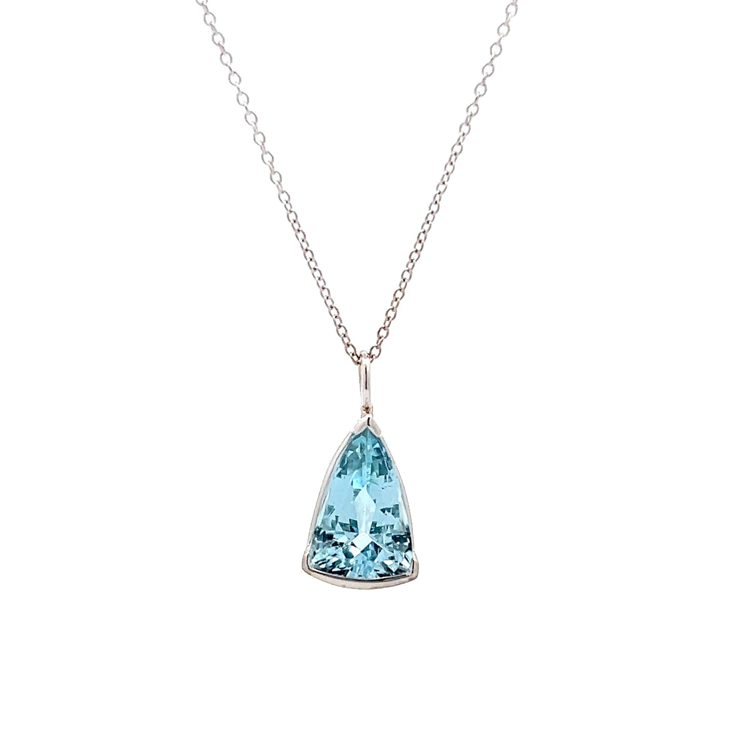 2.48 Trilliant Cut Aquamarine Pendant in 14k