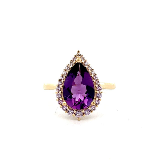 2.49 Pear Cut Amethyst Cocktail Ring in 14k