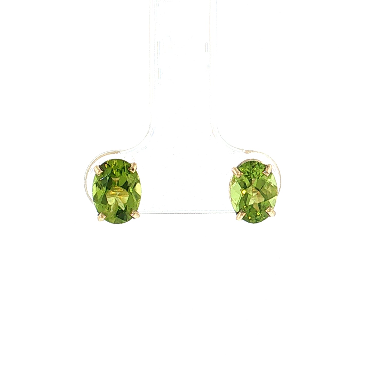 2.50 Oval Peridot Stud Earrings 14k Yellow Gold