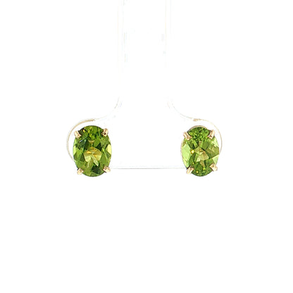 2.50 Oval Peridot Stud Earrings 14k Yellow Gold