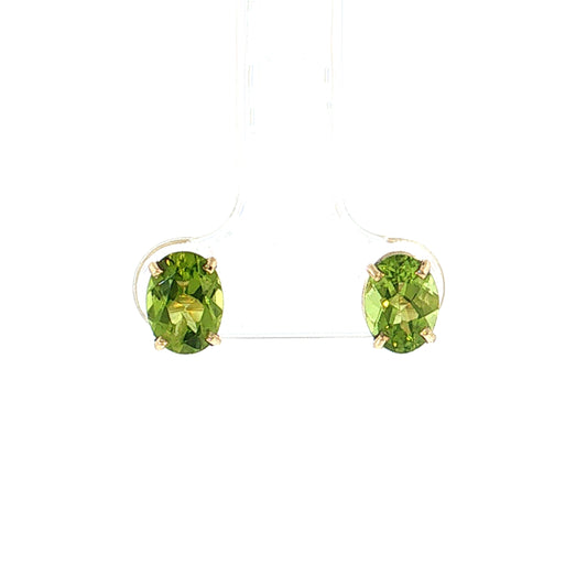 2.50 Oval Peridot Stud Earrings 14k Yellow Gold