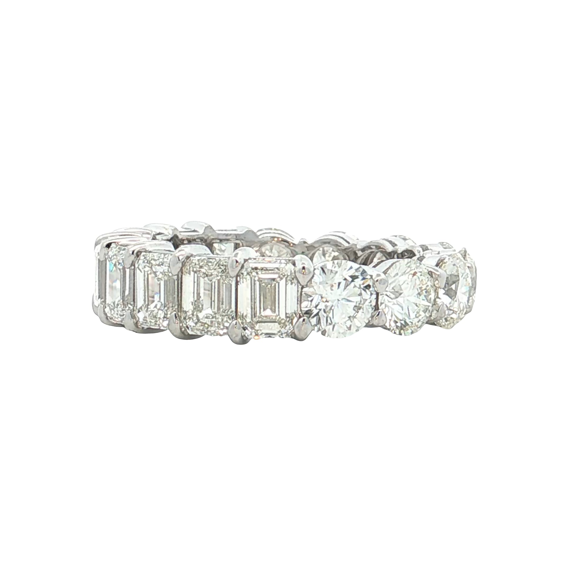 2.51 GIA Round & Emerald Diamond Eternity Band 14k