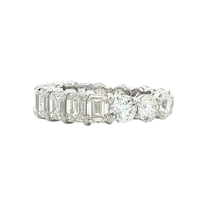 2.51 GIA Round & Emerald Diamond Eternity Band 14k