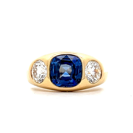 2.52 Cushion Cut Sapphire Cocktail Ring in 18k