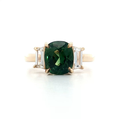 2.52 Sapphire & Diamond Three Stone Engagement Ring 14k