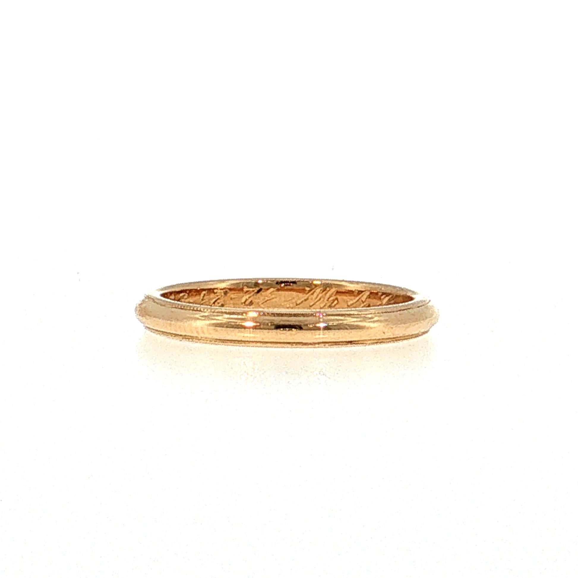 2.5mm Vintage Retro Milgrain Wedding Band 18k Yellow Gold