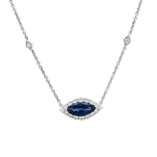 2.62 Marquise Sapphire Pendant Necklace 18k