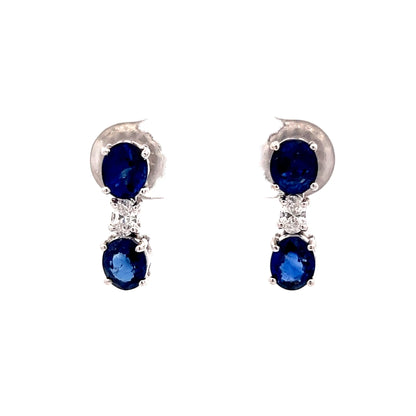 2.64 Oval Sapphire & Diamond Earrings in 14k