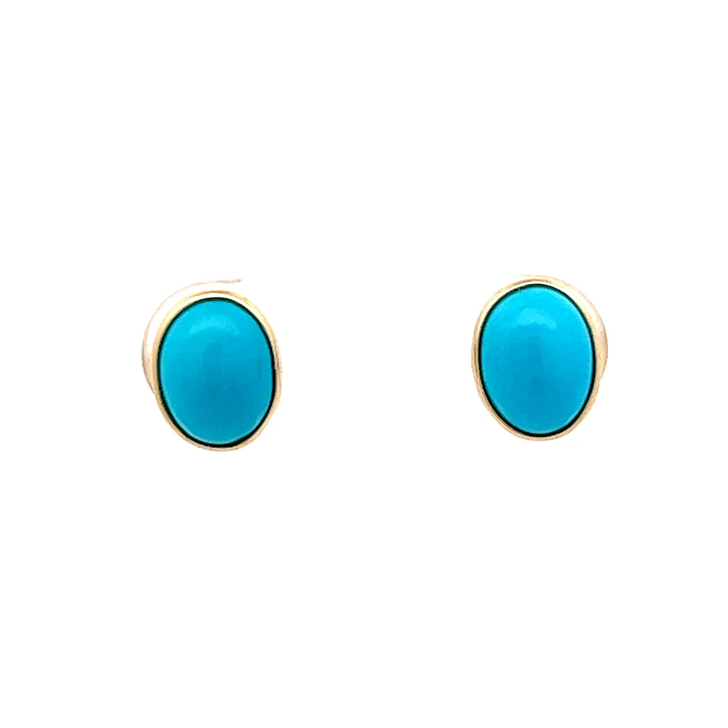 2.65 Cabochon Turquoise Stud Earrings in 14k