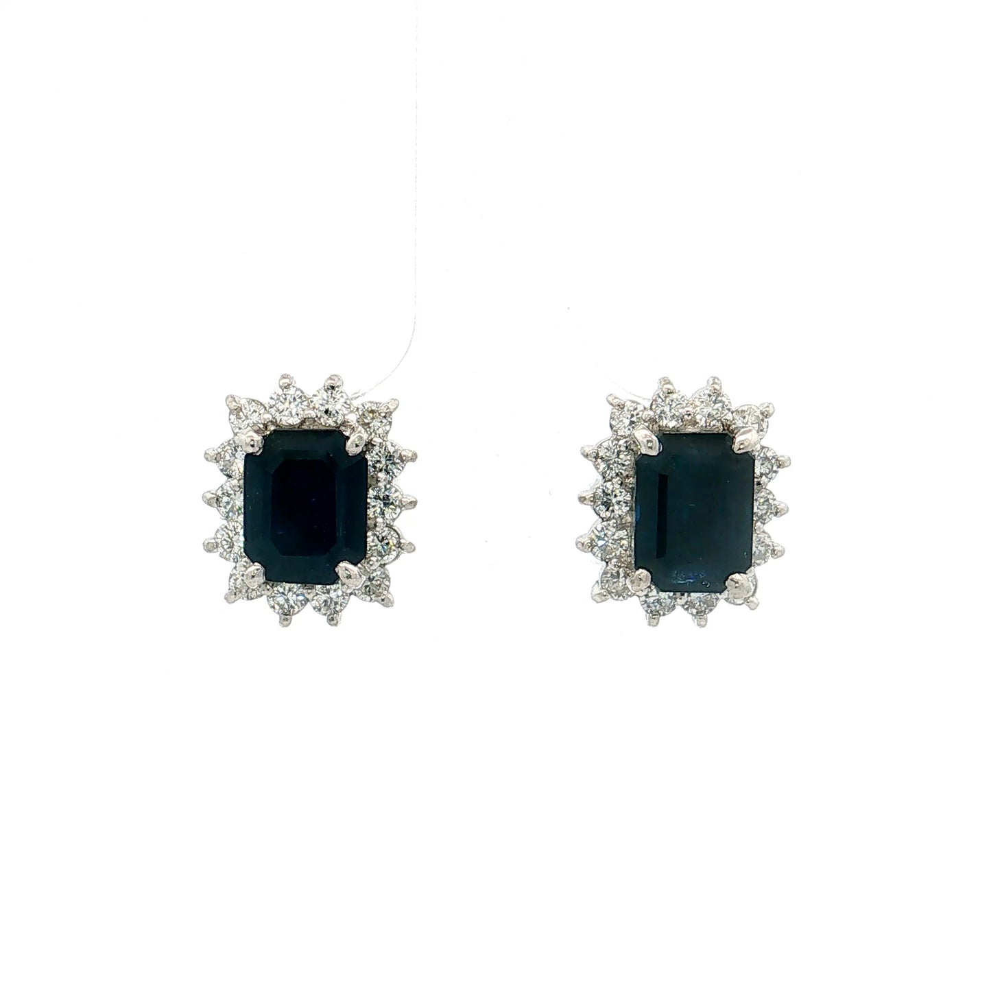 2.72 Blue Sapphire & Diamond Stud Earrings Platinum