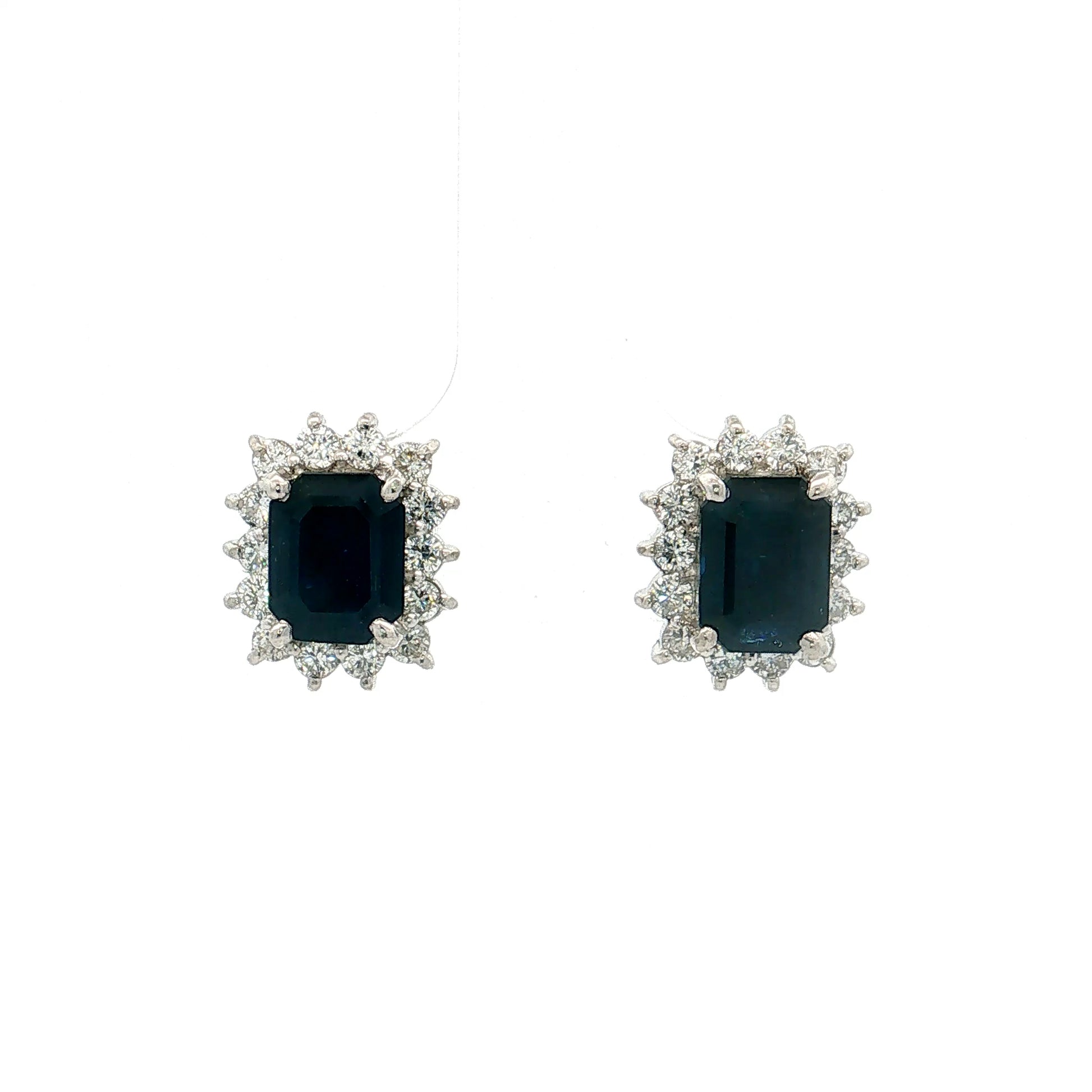 2.72 Blue Sapphire & Diamond Stud Earrings Platinum