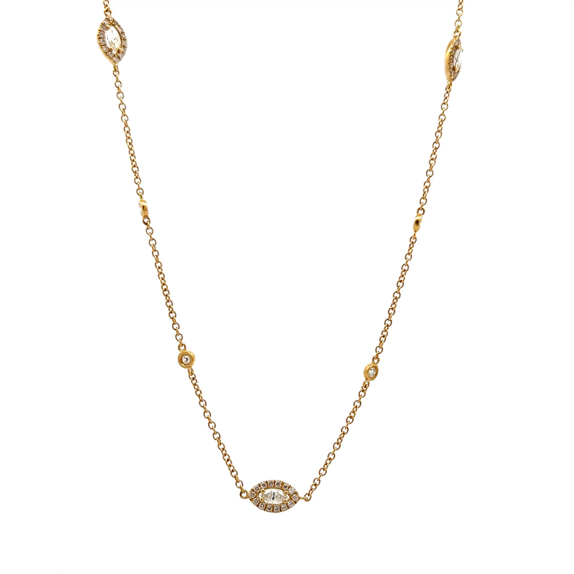 2.73 Marquise & Round Diamond Station Necklace 18k
