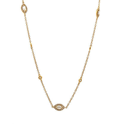 2.73 Marquise & Round Diamond Station Necklace 18k