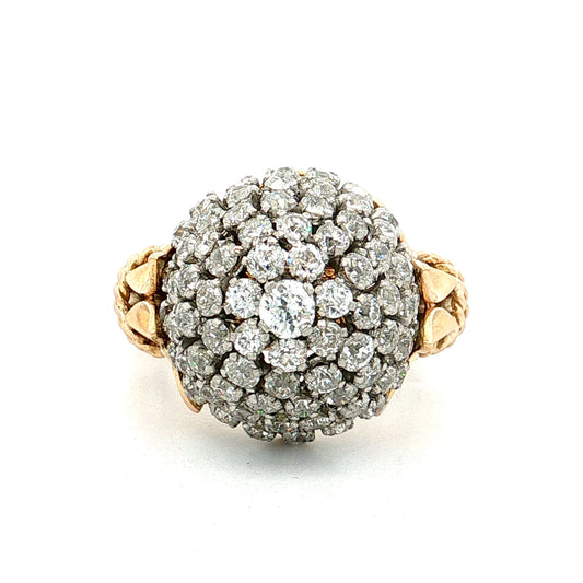2.73 Vintage Mid-Century Diamond Cocktail Ring 18k