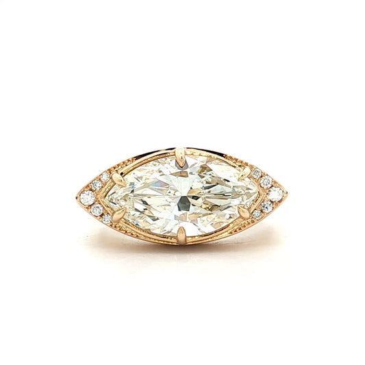 2.84 Marquise Diamond Engagement Ring 18k Yellow Gold