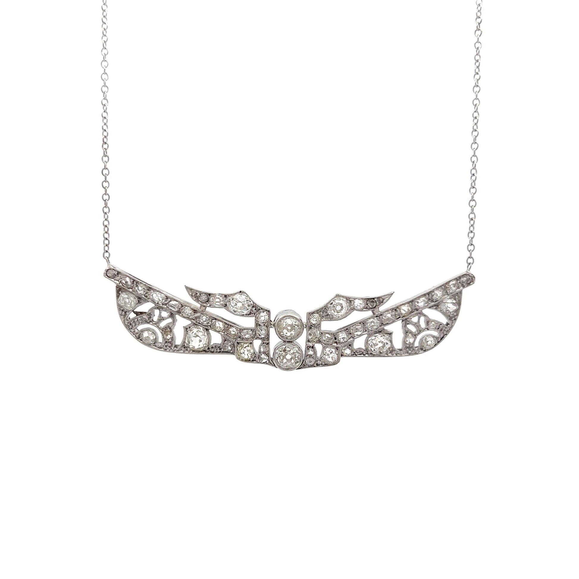 2.85 Antique Edwardian Pendant Necklace in Platinum