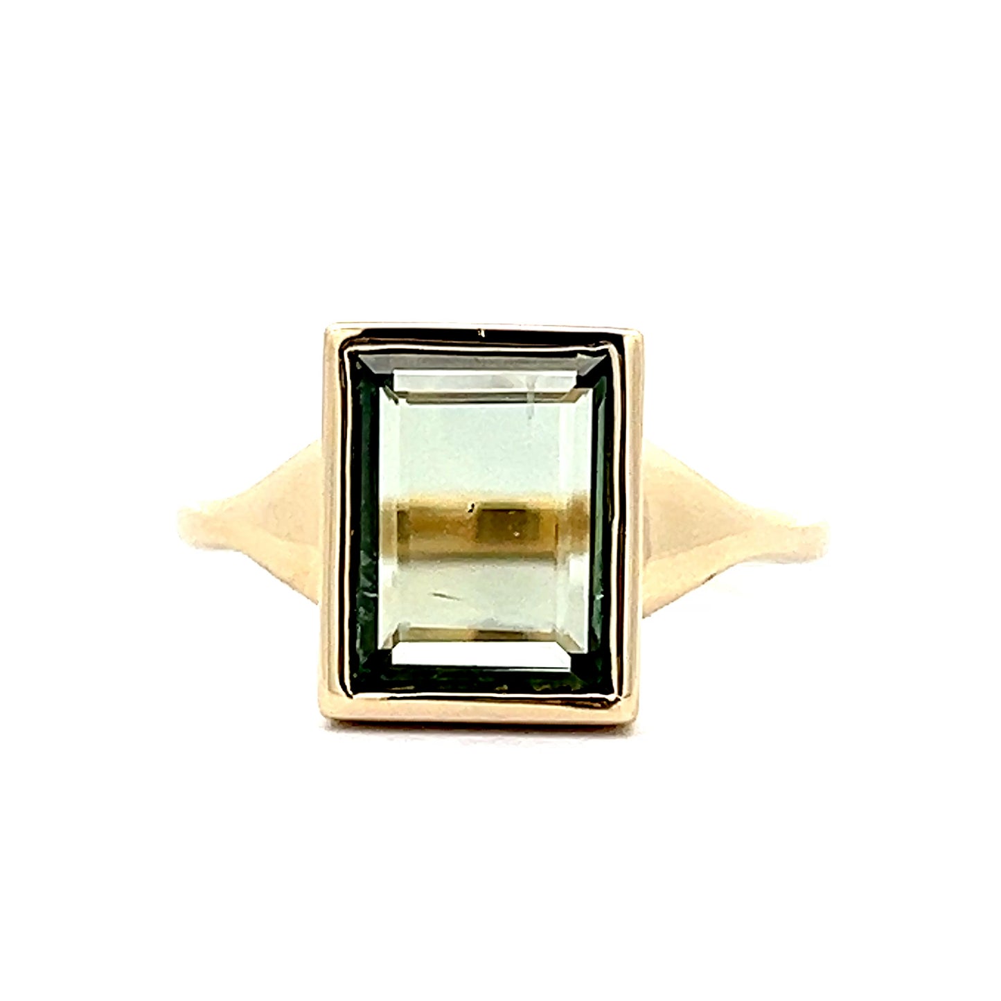 2.86 Emerald Cut Green Sapphire Cocktail Ring 14k