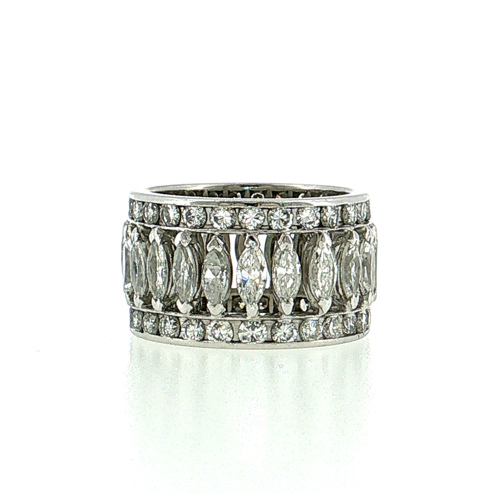 2.86 Marquise Diamond Eternity Cocktail Ring Platinum