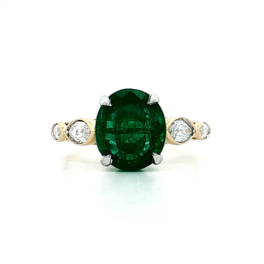 2.88 Emerald Engagement Ring Two-Tone 14k