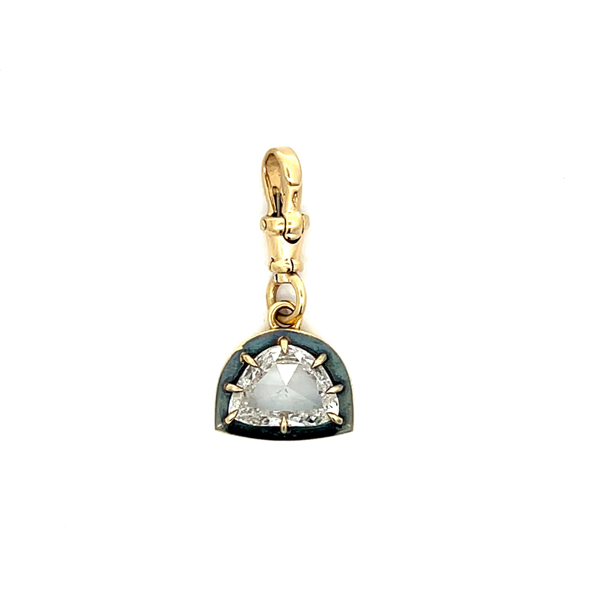 2.93 Rose Cut Diamond Pendant 18k Yellow Gold