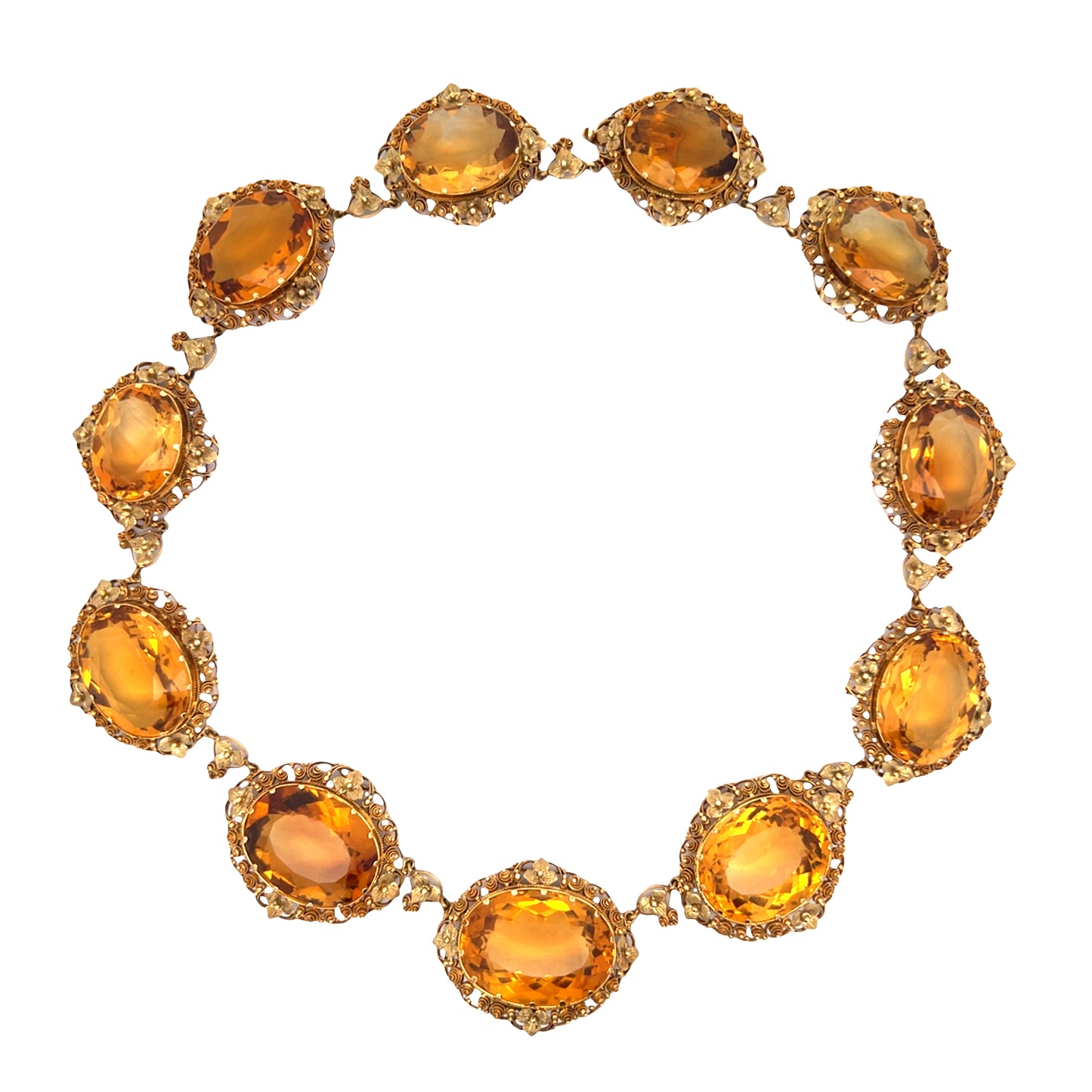 200.15ct Victorian Citrine Necklace & Earring Set 14k