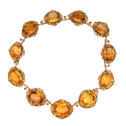 200.15ct Victorian Citrine Necklace & Earring Set 14k