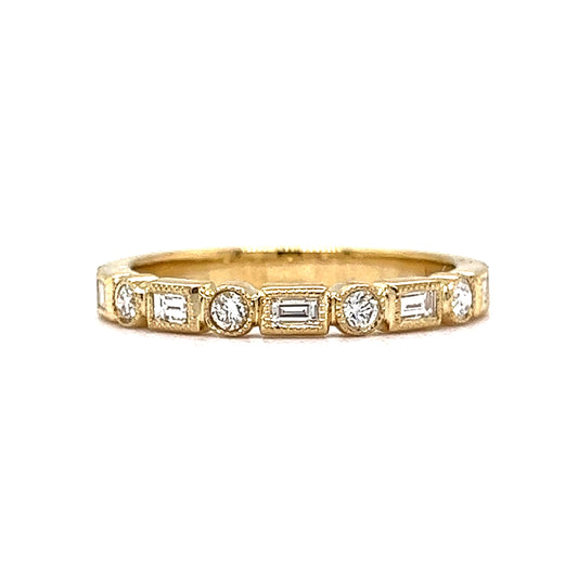 Yellow Gold Baguette Cut Diamond Wedding Band in 14k