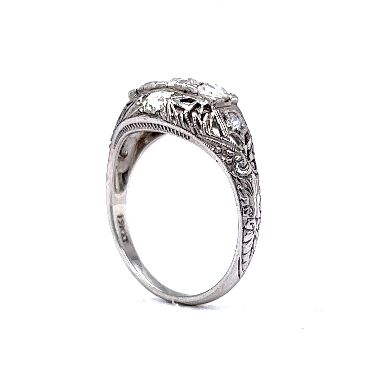Filigree Five Stone Art Deco Diamond Ring in 18k